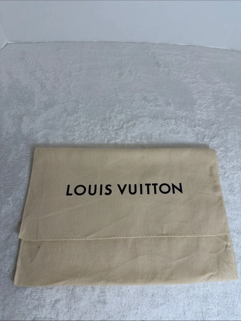 Louis Vuitton Beige Fabric Protective Pouch with Black Logo